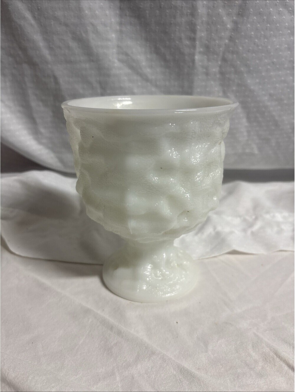 Vintage EO Brody Cleveland OH USA Crinkled Textured White Milk Glass Indoor Plan